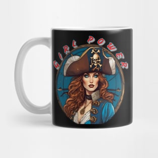 Girl power, stunning pirate girl in blue Mug